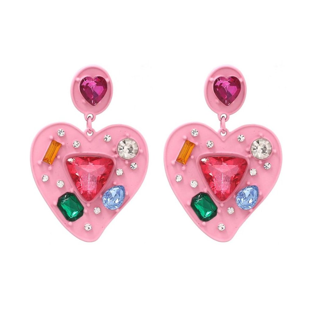BEAUTIFUL HEART SHAPE MULTI COLOR CRYSTAL EARRINGS!